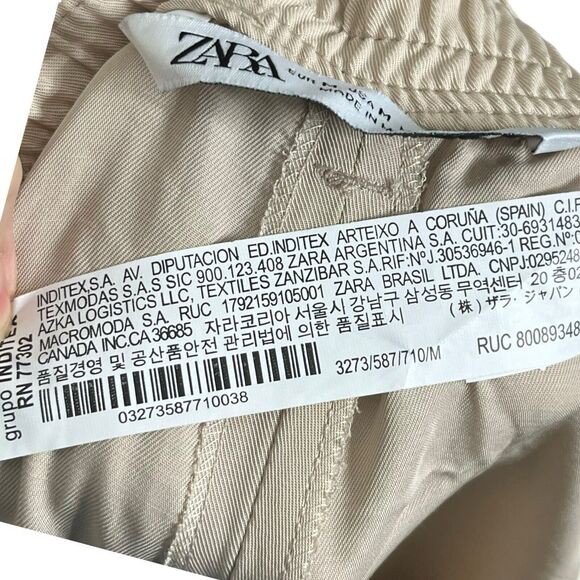 Zara NWT High Rise Wide Leg Trousers Women’s Size Medium Neutral Relaxed Fit - Picture 14 of 14